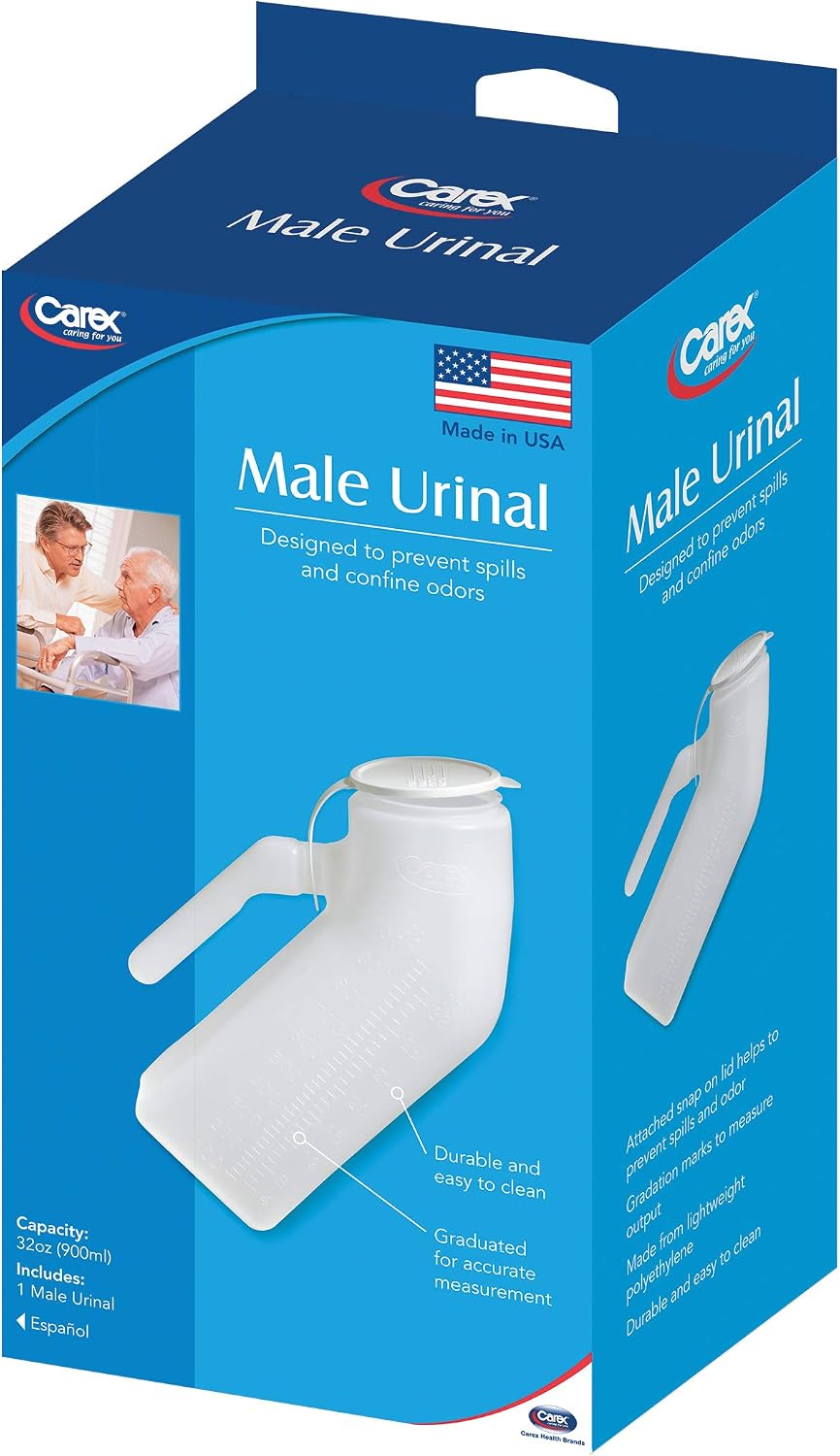 Carex Portable Urinal For Men - Male Urinal and Travel John - Plastic Urinal