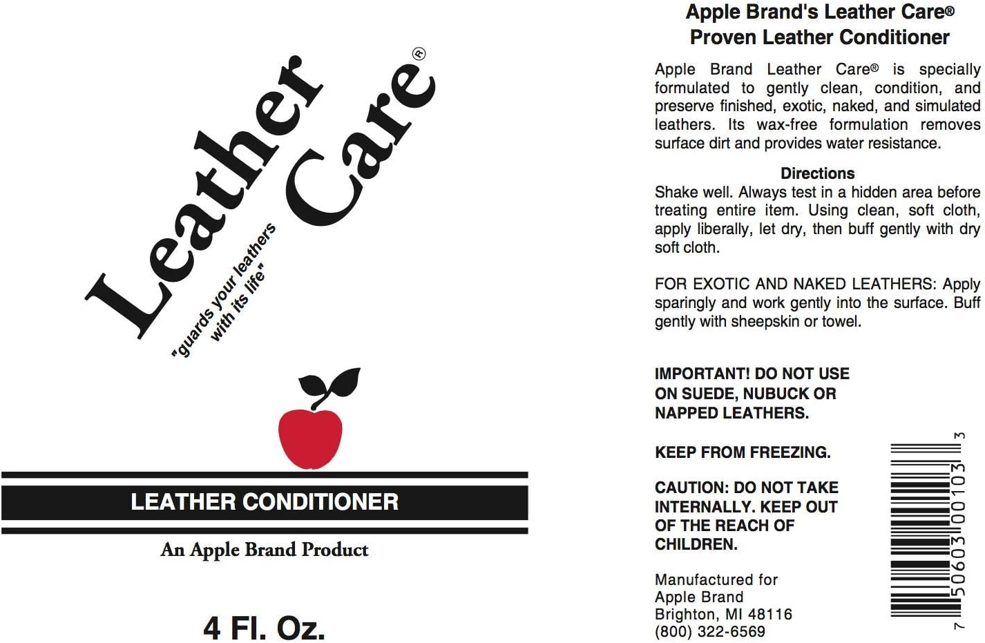 Conditioner, Wax-Free Cleaner & Conditioner | For purses, handbags, shoes, boots and accessories. Safe on finished leathers.