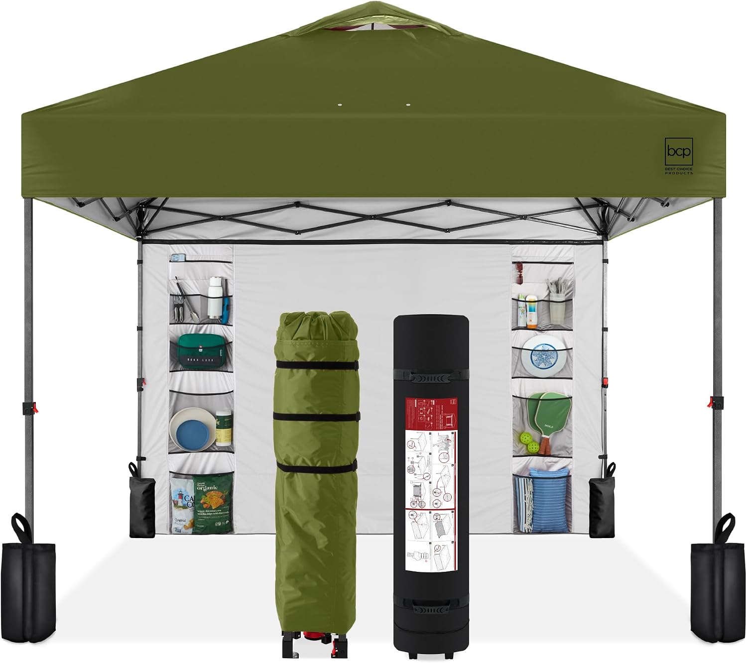 Best Choice Products 10x10ft Pop Up Canopy Tent, Outdoor Shade, 1 Person 1 Minute Set Up, Carry Case, 4 Weight Bags - White
