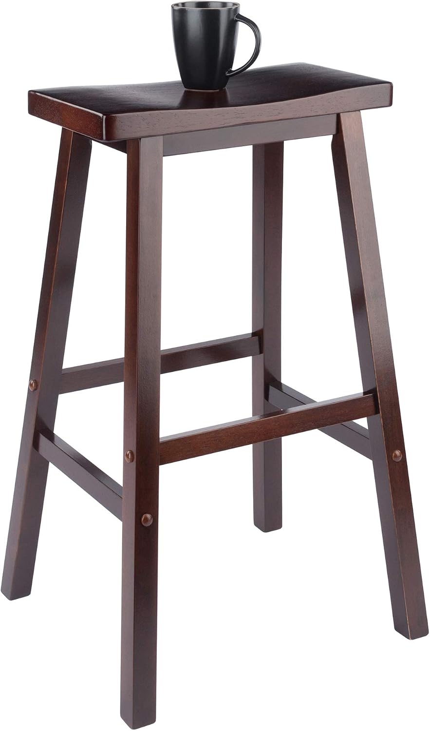Winsome Satori Saddle Seat Counter Stool, Walnut, 24" | Classic Backless Bar Chairs for Kitchen & Dining Room Seating, Timeless Essential Furniture for Home, Dorm, Apartments