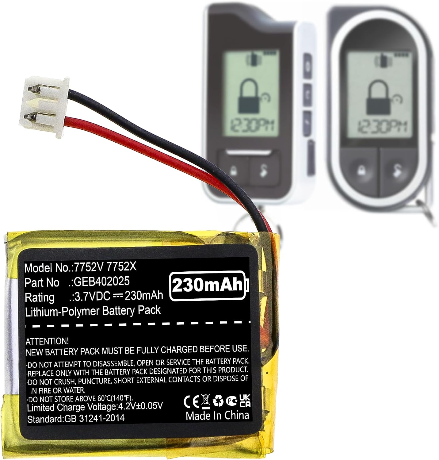 Nzzz GEB402025 Battery fits Viper 7752V 7351V 7351P, Clifford 7752X 7351X 7752V, Python 7752P 7754P