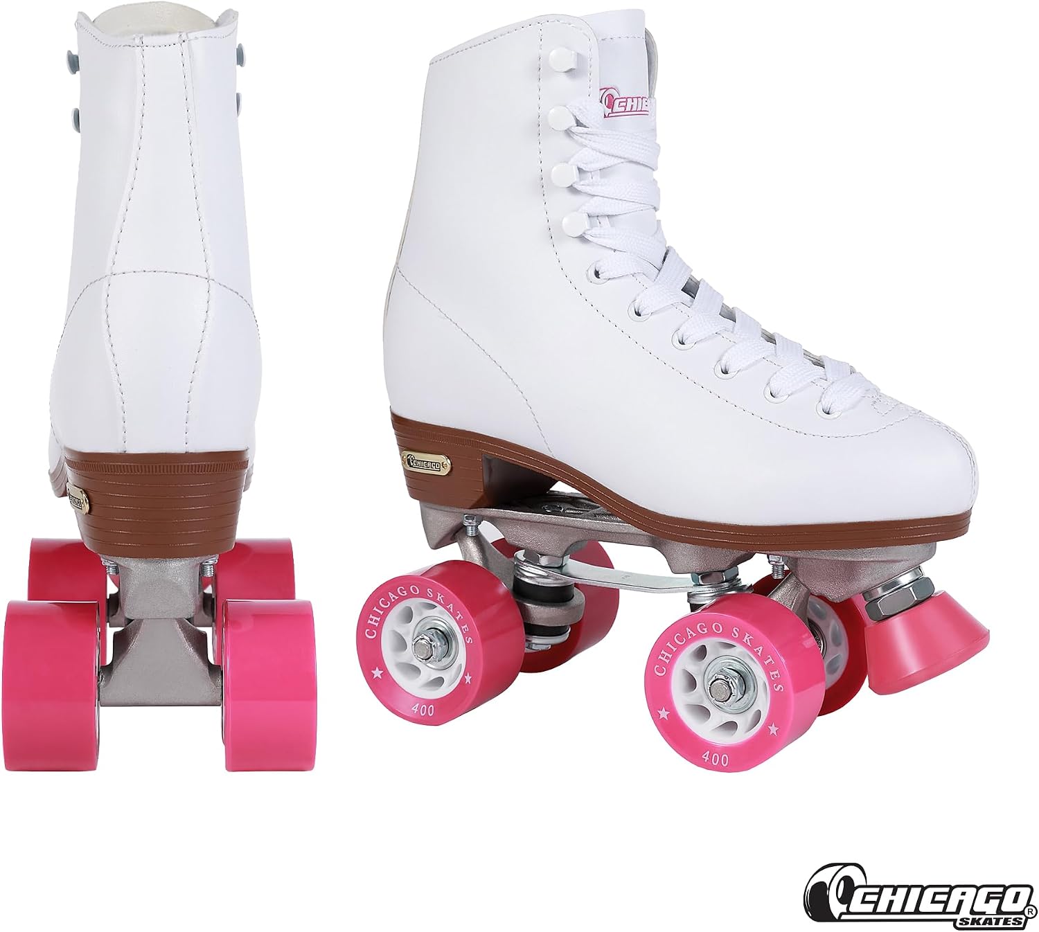 Chicago Skates Classic Quad Roller Skates for Women & Men – Durable & Top Performance, Adjustable High-Top Boots for Safe Indoor/Outdoor Roller Derby–60mm PU Wheels & Semi-Precision Bearings