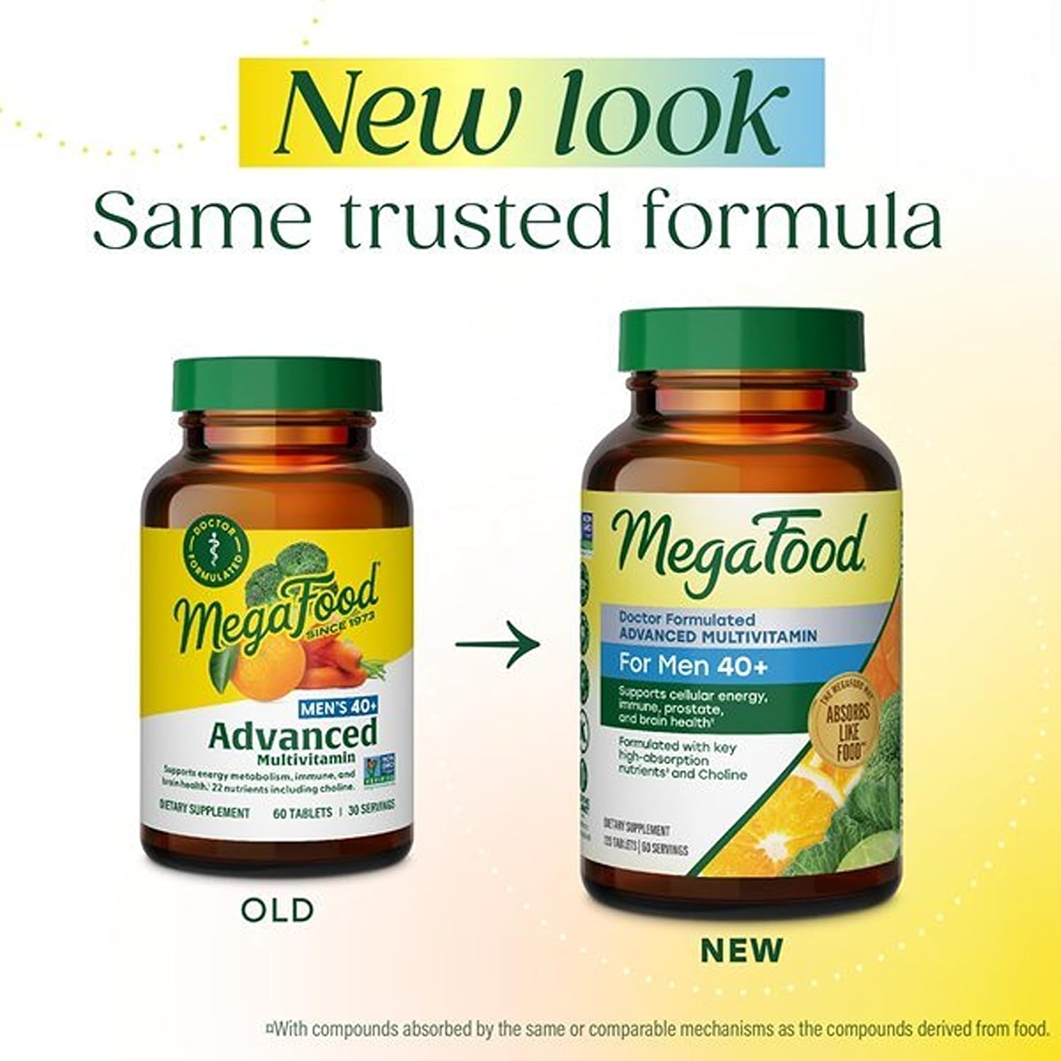 MegaFood Advanced Multivitamin for Men 40+ Doctor Formulated, 120 Tablets | Immune Support, Cellular Energy, Prostate & Brain Health, Choline, Methylfolate Vitamin C, D3, Zinc, Vegetarian, 60 Servings