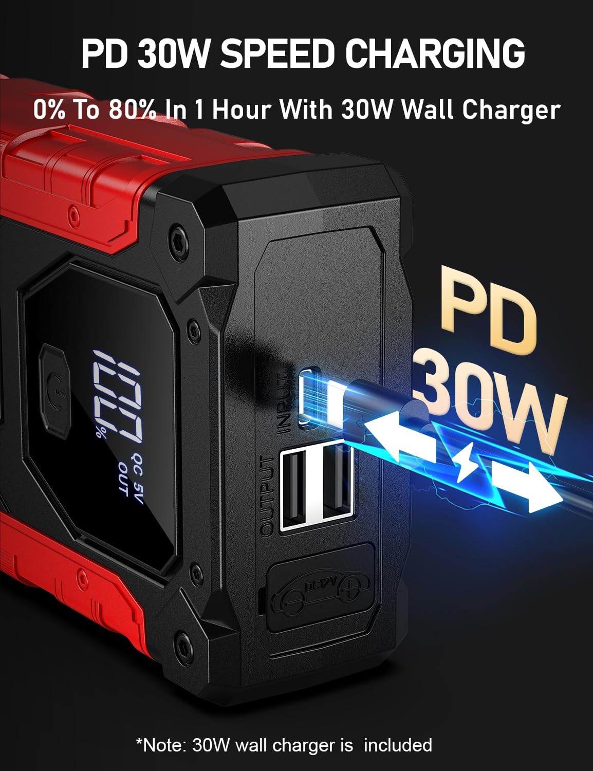 Sharmeal Car Battery Jump Starter 7000A, Jump Starter Battery Pack for All Gas and 12.0L Diesel, 12V Portable Jump Box with LED Light