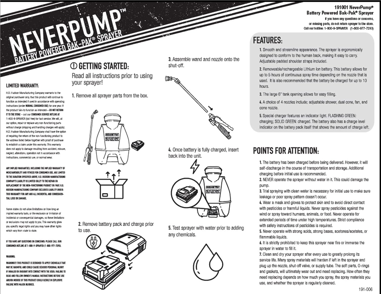 HUDSON 19001 4 Gallon NeverPump Bak-Pak Sprayer, Yellow