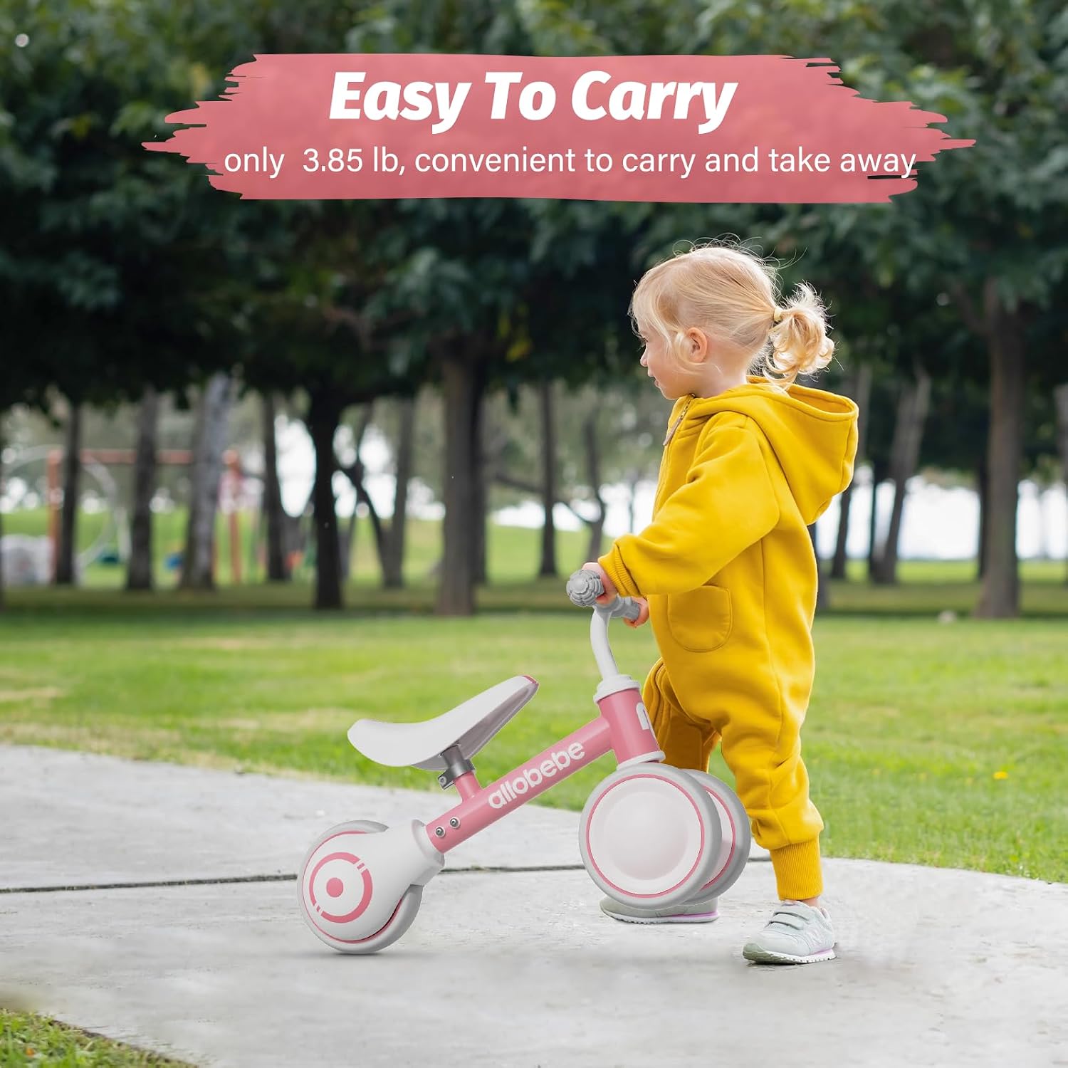 Baby Balance Bike, Cute Toddler Bikes 12-36 Months Gifts for 1 Year Old Girl Bike to Train Baby from Standing to Running with Adjustable Seat Silent & Soft 3 Wheels