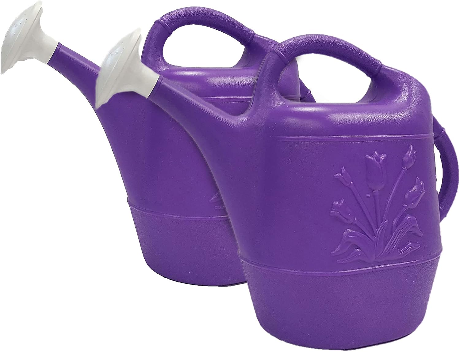 Union Products 63066 2 Gallon Plastic Indoor/Outdoor Watering Can w/Tulip Design for Garden, Potted Plants, & Patio Pots, Caribbean Blue