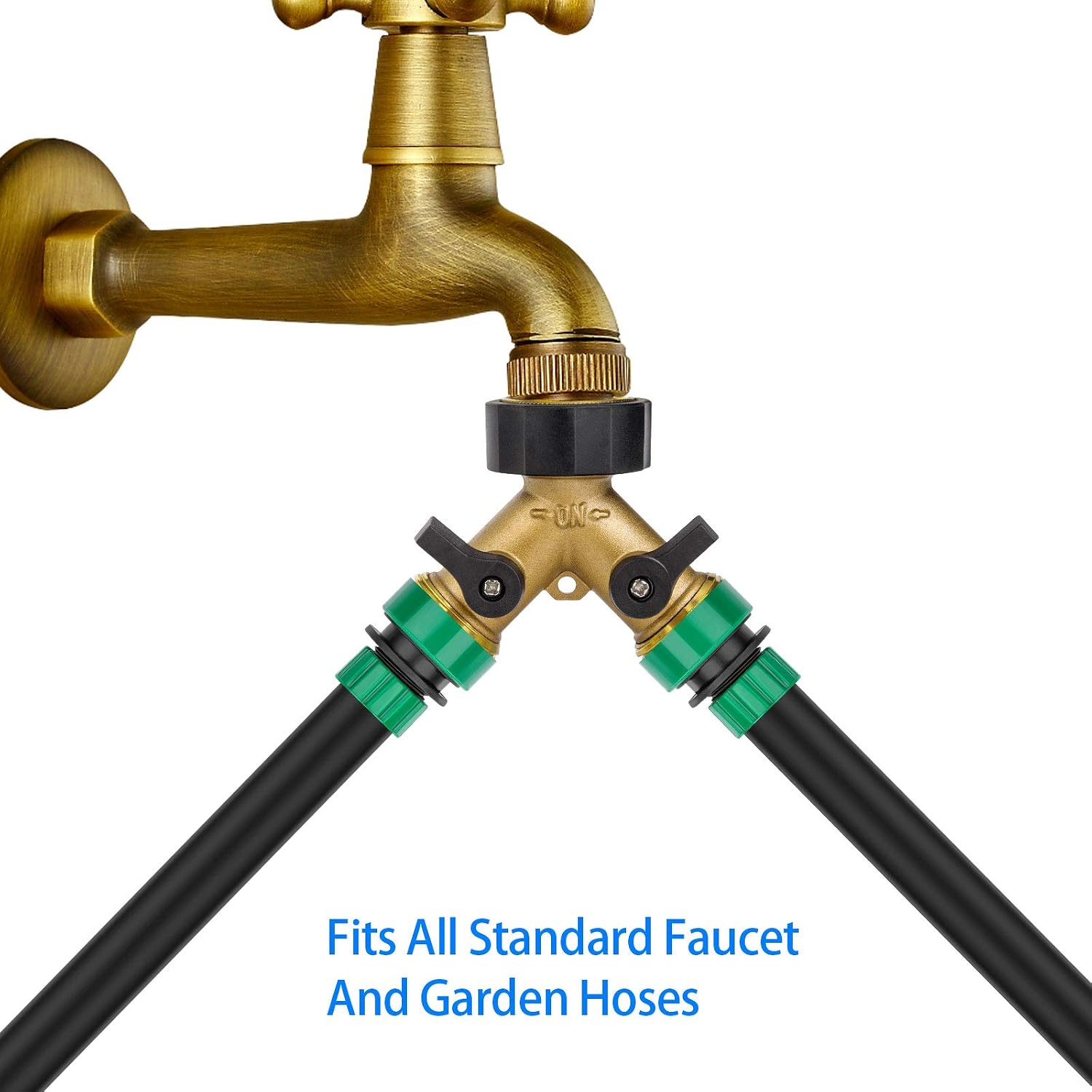 3 Pack Hose Splitter, 2 Way Brass Garden Hose Y Valve Connector Adapter