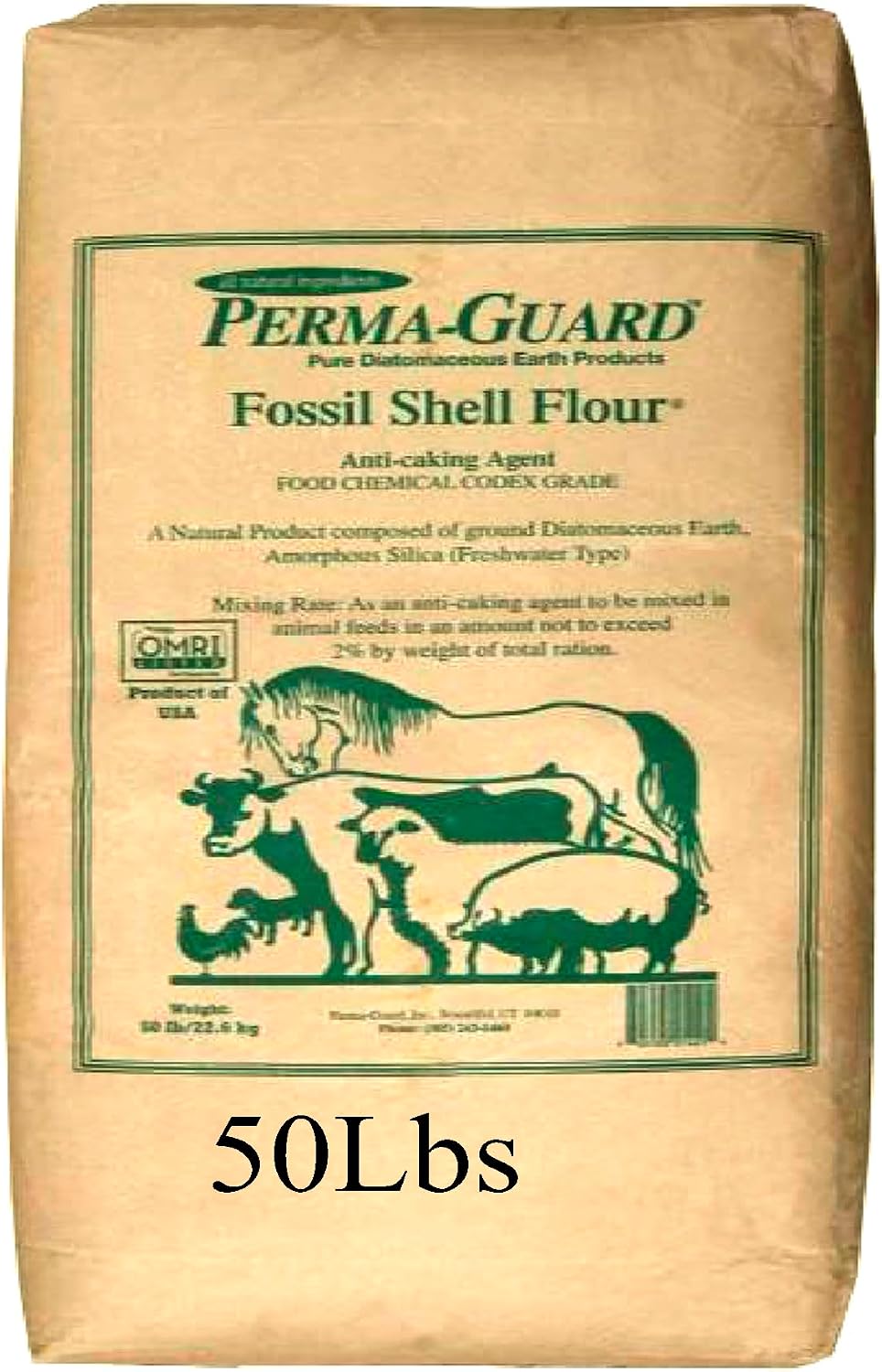 EasyGoProducts EGP-DE-50A Perma-Guard Diatomaceous Earth-DE Food Grade – 100% Organic – OMRI Or, 50 lb, Clear