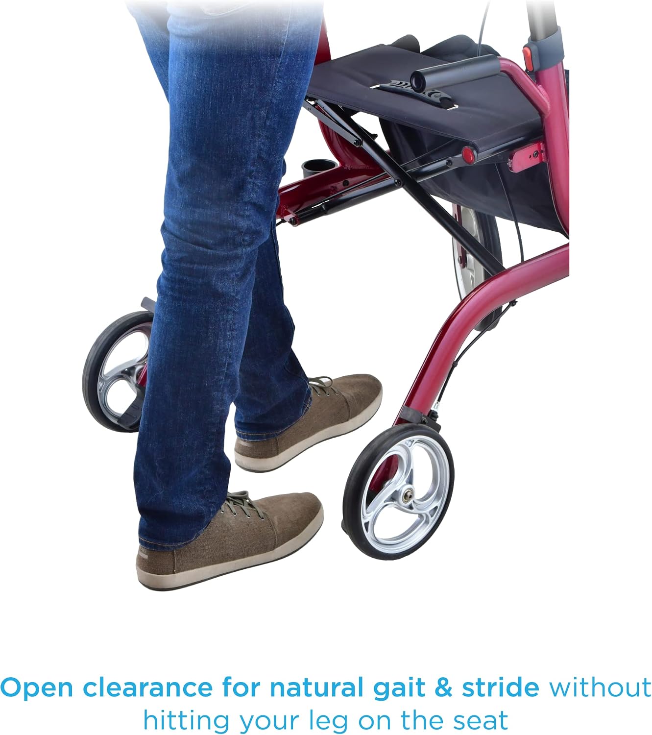 NOVA Phoenix Rise UP Rollator Upright Walker with Padded Contoured Forearm Platform, 10 Inch Front Wheels, Lightweight Foldable Stand Up Walker, Blue