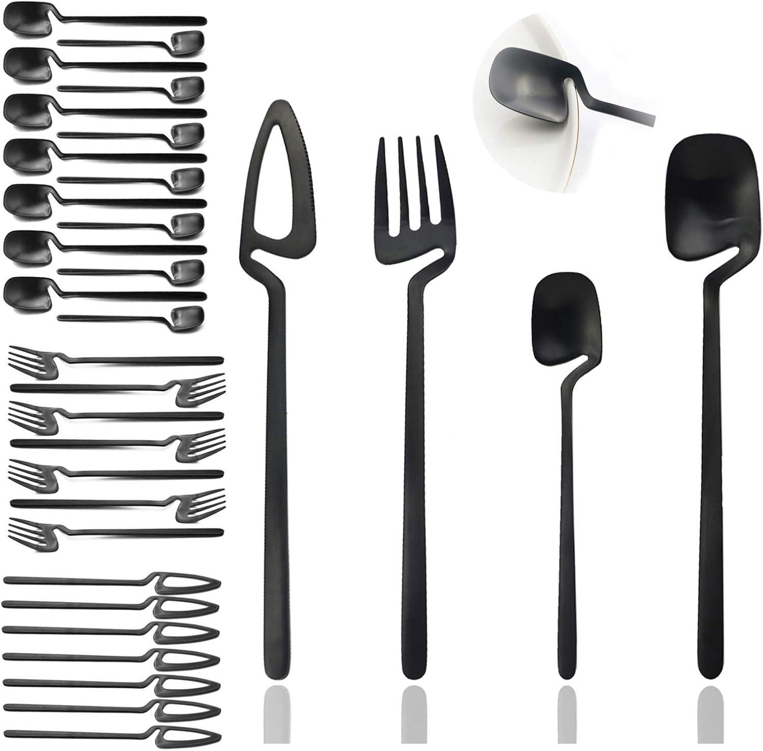 JASHII Silverware Set Satin Finish 24-Piece Stainless Steel Flatware Set Kitchen Utensil Set Service for 6 Tableware Cutlery Set Dishwasher Safe