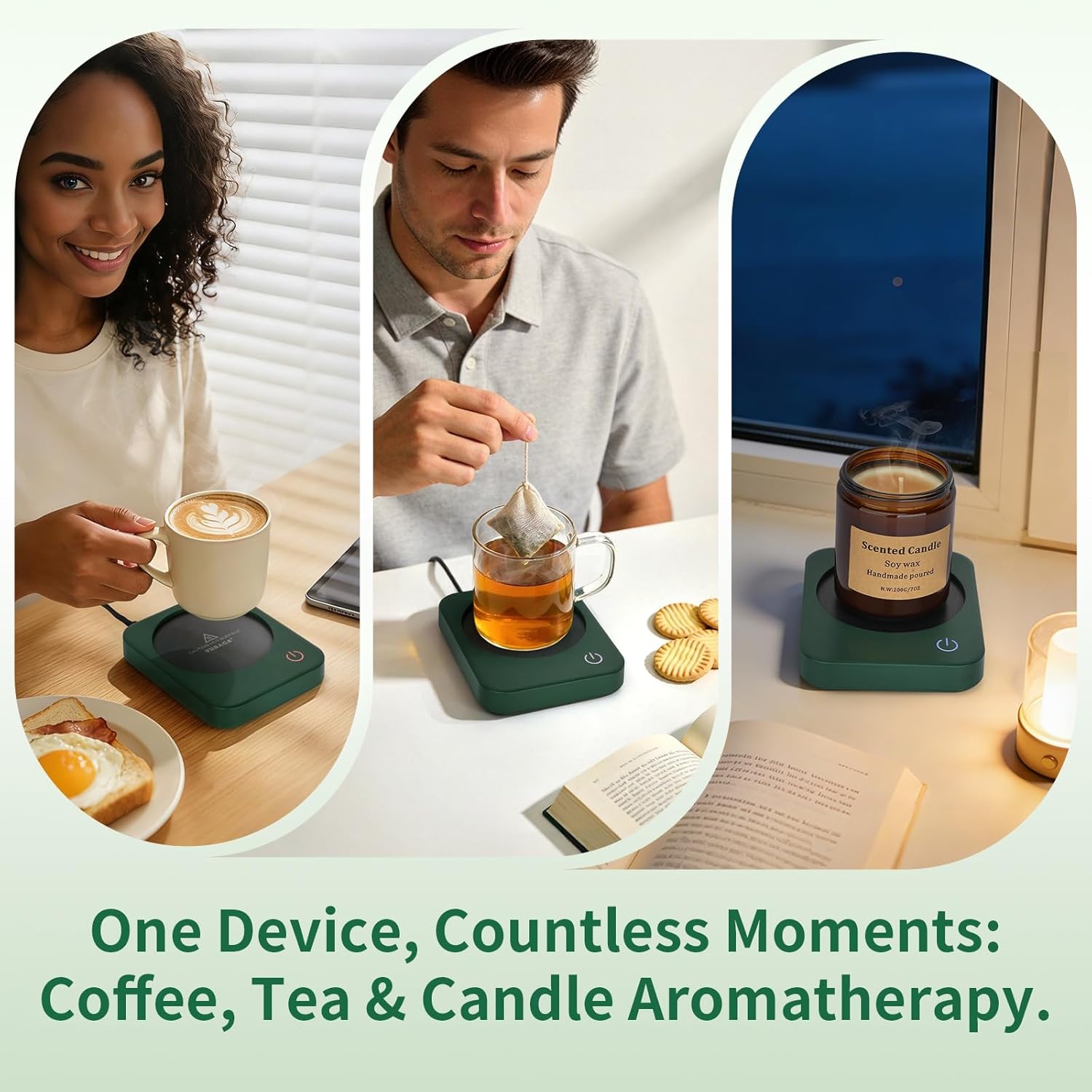 VOBAGA Coffee Mug Warmer for Desk with Auto Shut Off & 3-Temp Settings, Coffee Cup Warmer with Smart Safety Alert Home Office Accessory