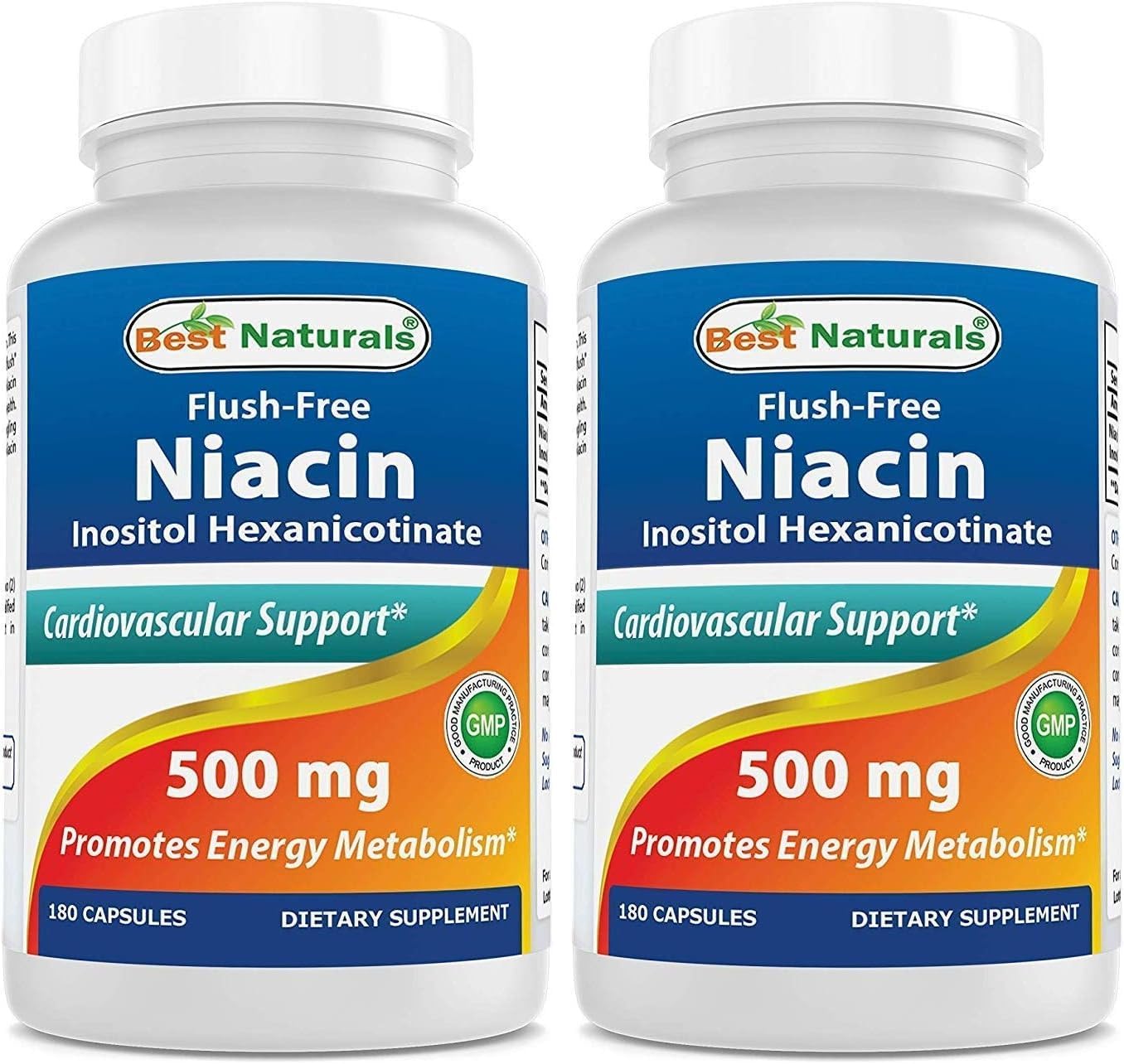 Best Naturals Flush-Free Niacin Inositol Hexanicotinate 500 mg 180 Capsules