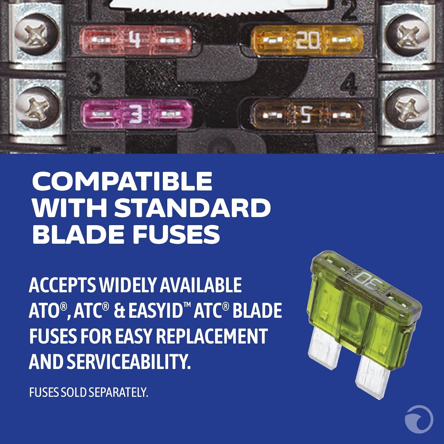 Blue Sea Systems ST Blade Fuse Block 6 Way Circuits with Negative Bus and Cover, 100 Amps, 5025