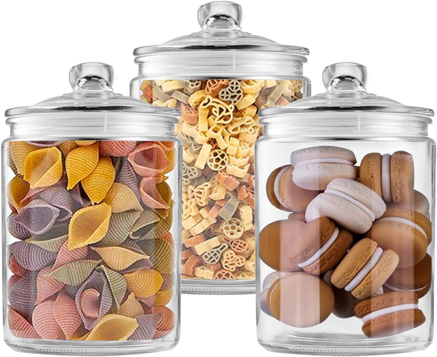 Maredash Glass Jars 64 oz,Candy Jar with Lid For Household 3 Pack