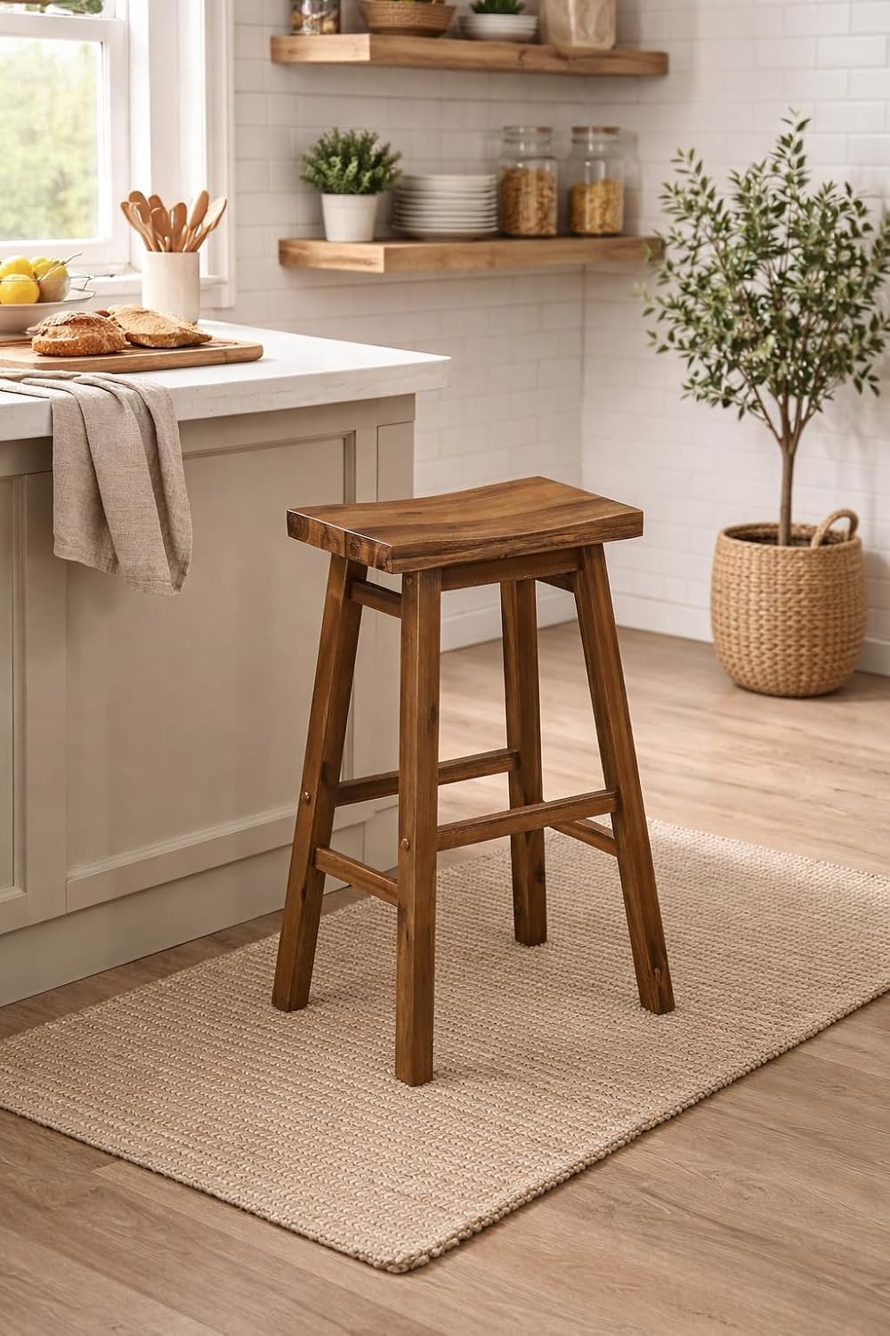 Boraam Sonoma Saddle Stool, Chestnut