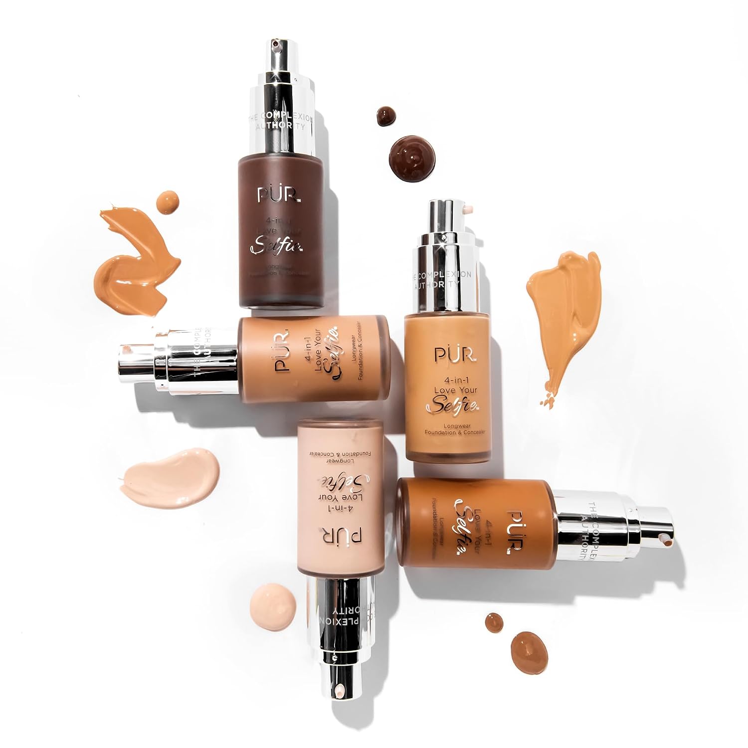 PÜR MINERALS 4-in-1 Love Your Selfie Foundation & Concealer - Longwear Medium-to-Full Coverage Liquid Makeup Foundation with Hydrating Blend for Refined-Looking, Natural Beauty Glow & Skin Texture