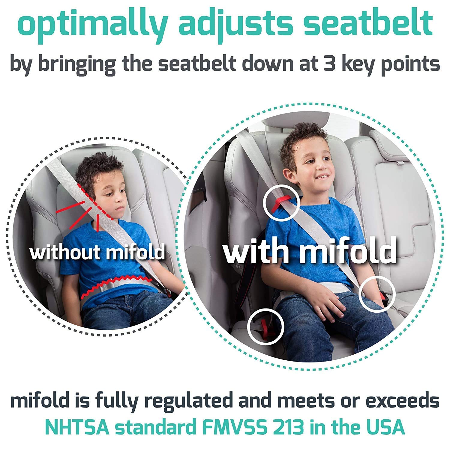 New Mifold Comfort Grab-and-go Car Backless Booster Seat-Compact and Portable for Every Day, Carpooling, Travel, Charcoal Grey