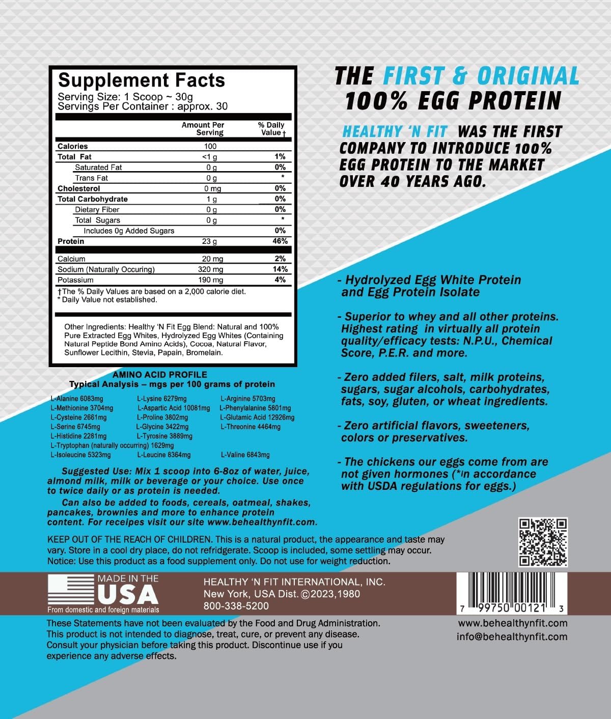 Healthy 'N Fit 100% Egg Protein- Vanilla Ice Cream (2lb): 100% Egg White Protein Plus Natural Peptides. Pure, All Naturally Sweetened Protein