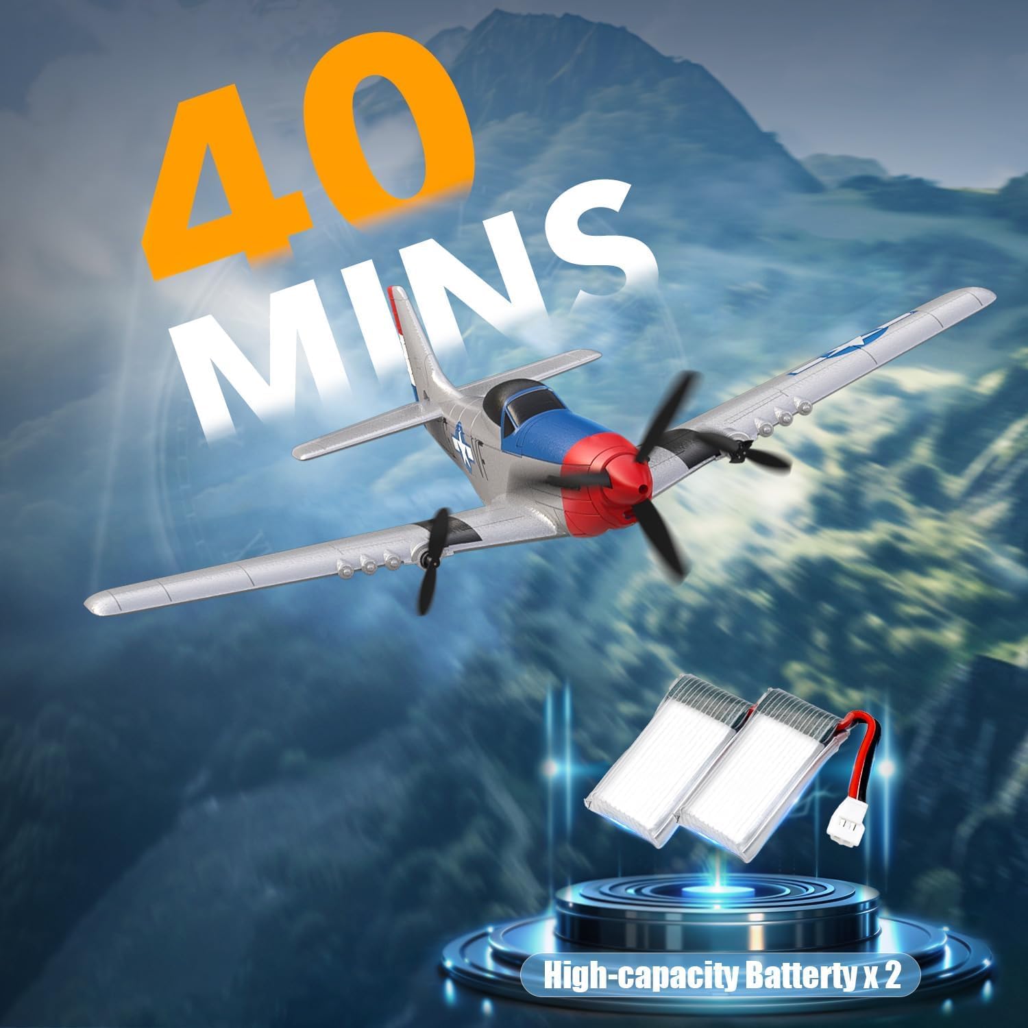 volantexrc RC Plane, 3 Channel Remote Control Plane for Beginners & Adults | Spitfire Fighter RTF, 6-Axis Gyro, 2.4GHz Radio Controlled Aircraft, Easy to Fly