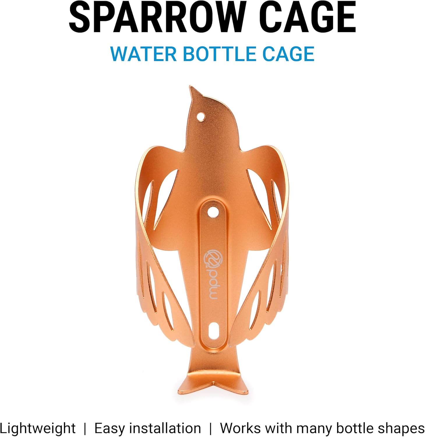 Portland Design Works Water Bottle Cage - Lightweight Water Bottle Holder for Bikes, Owl Cage, Black/Gold