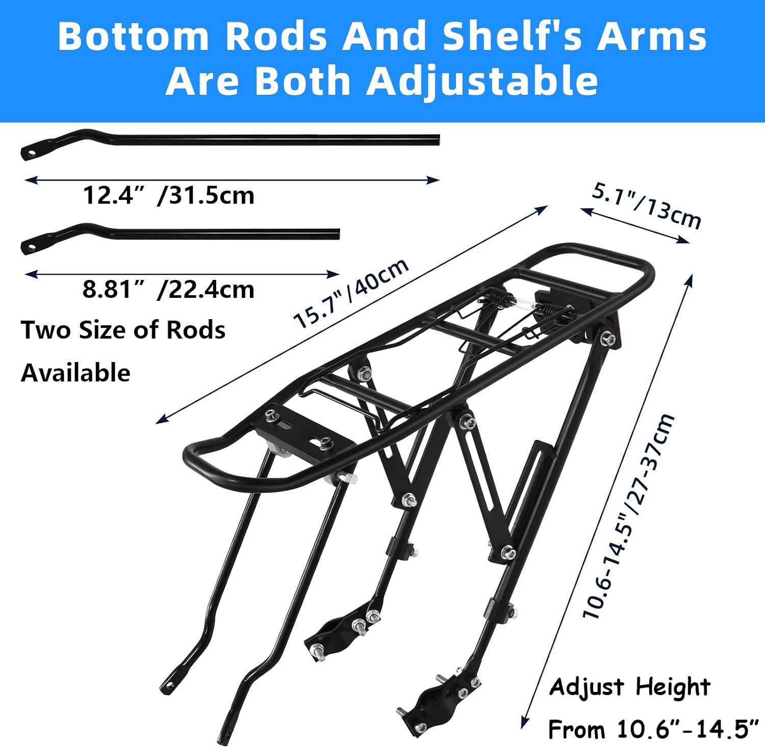 Generies Biking Universal Adjustable Bike High Capacity Cargo Rack Cycling Equipment Stand Footstock Bicycle Luggage Carrier Racks