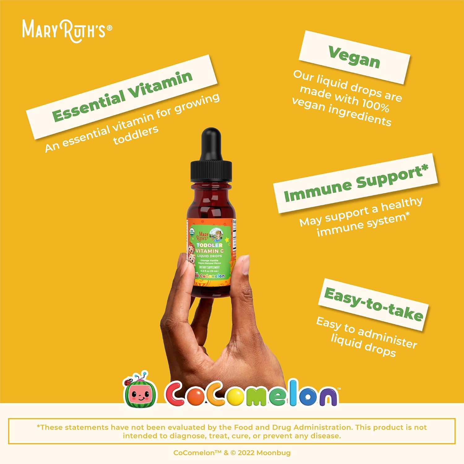 MARYRUTH'S Organic Vitamin C Supplement | Liquid Vitamin C Liquid Drops for Adults & Kids | Immune Support Supplement for Overall Health | Vegan