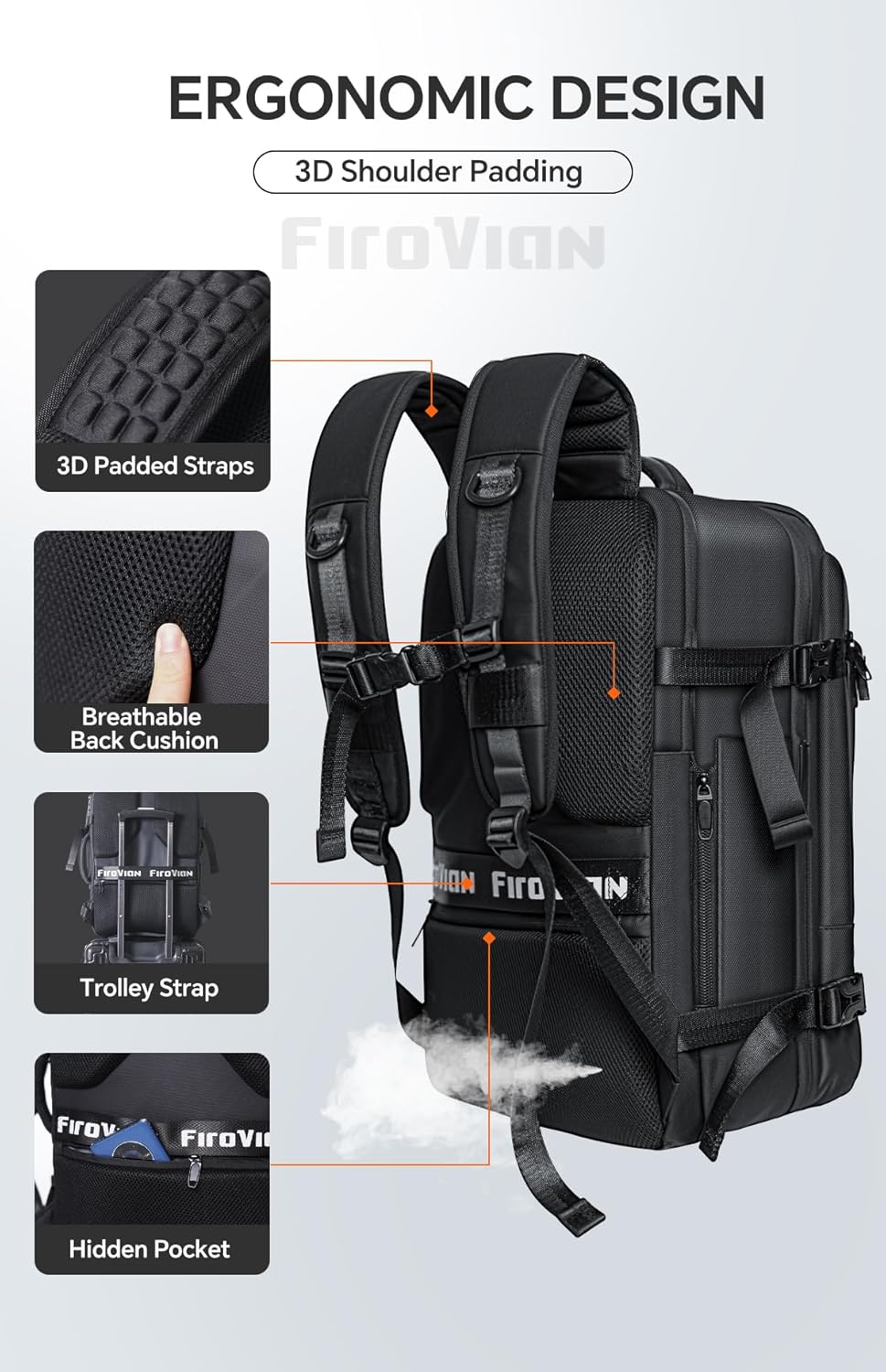 70L Travel Backpack with Vacuum Compression System | 70L Vacuum Backpack, 2 Detachable TPU Bags, TSA Lock, Fits 16" Laptop
