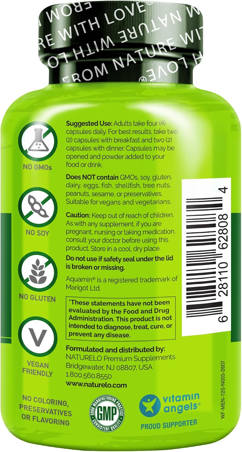 NATURELO Men's Multivitamins - Whole Food Multivitamin for Men, 120 Caps | Vitamins, minerals, vegetarian capsules, energy, brain, heart, eye health*