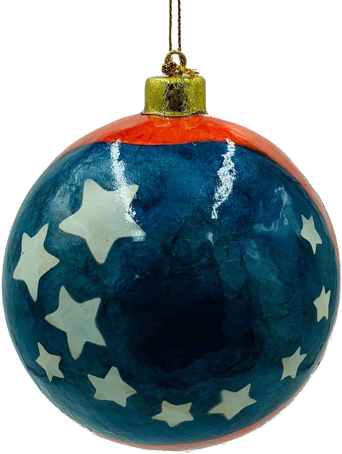 GUTZ Tree Ornament Collection, American Stars & Stripes from Old Glory Flag Handcrafted Filipino Capiz (4" Diameter)