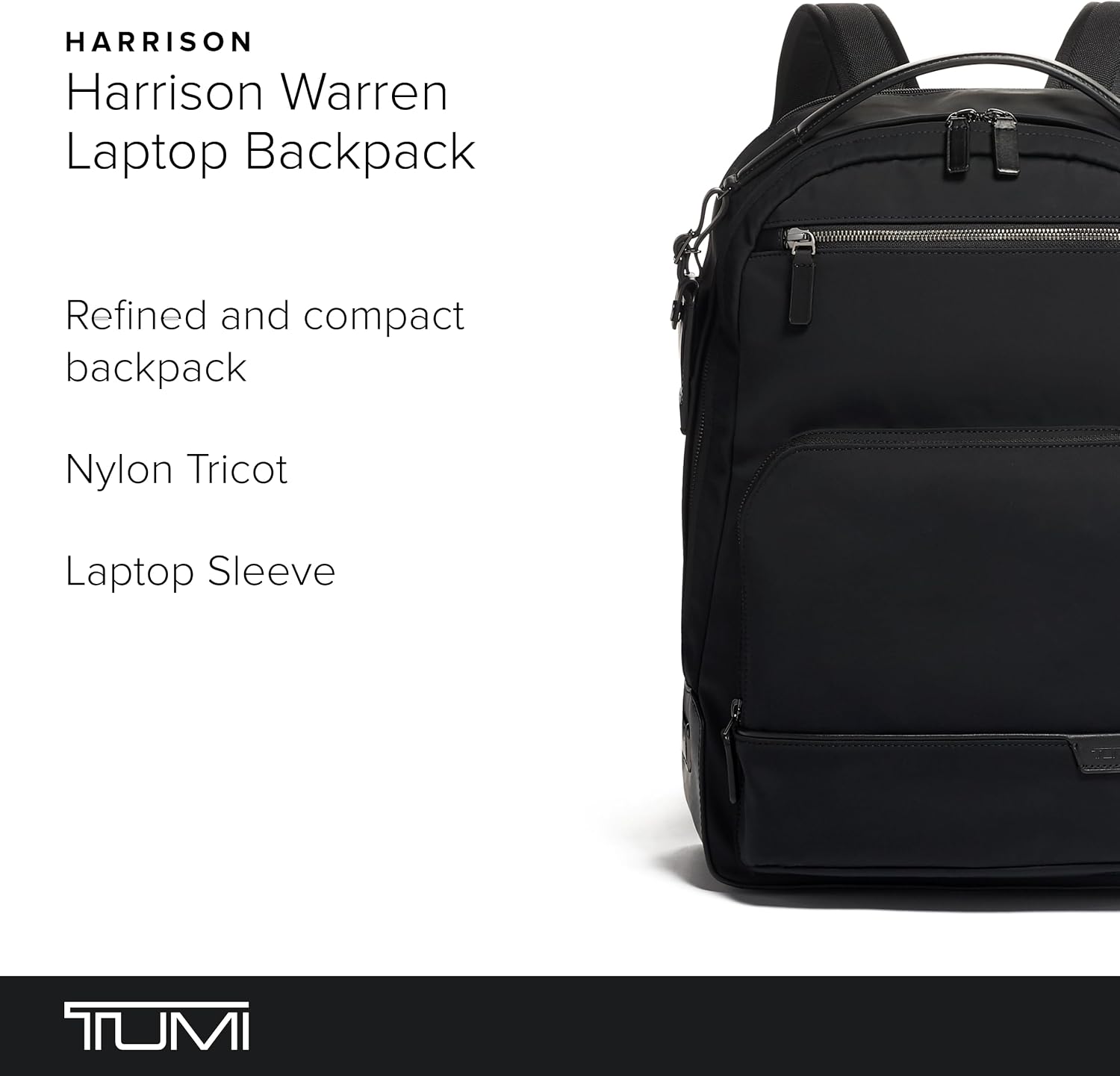 TUMI Harrison Warren Backpack, 15-Inch Laptop Backpack, Black Bombe