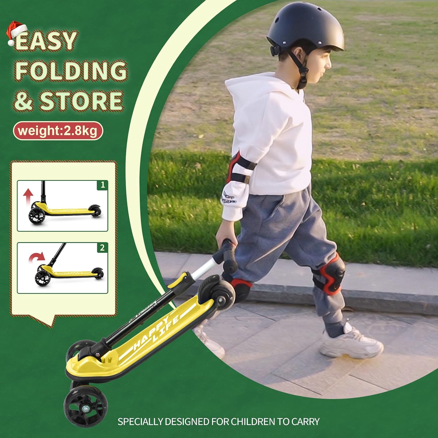 besrey 3 Wheel Scooter for Kids Ages 3-10 with 4 Adjustable Height