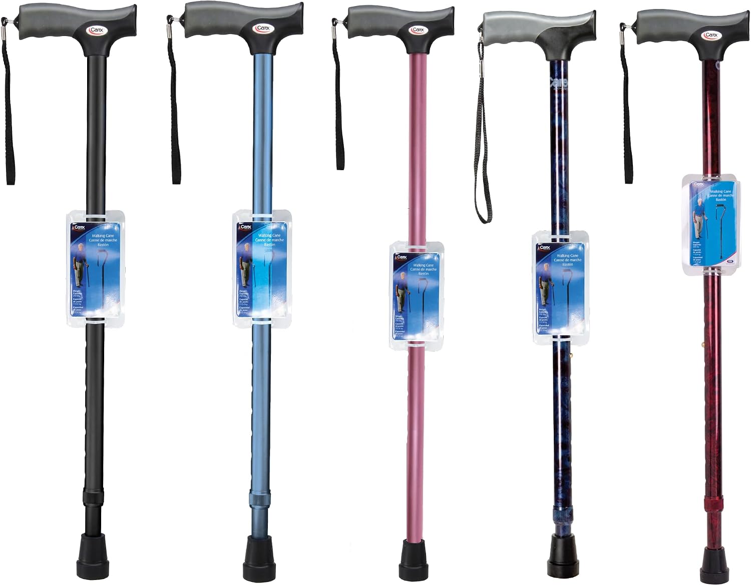 Carex Soft Grip Walking Cane with Strap, Anti-Slip Walking Cane for Easy Maneuvering, Walk Stick for Seniors & Adults with Added Support and Adjustable for Balance, Supports up to 250 lbs