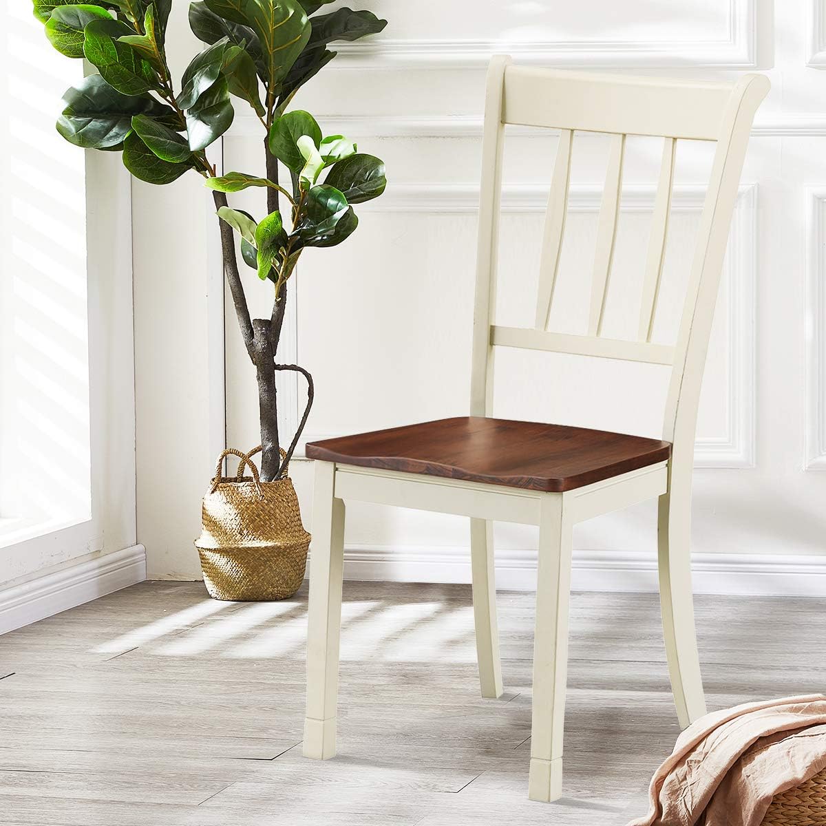 GIANTEX Wood Dining Chairs Set of 2, Armless Kitchen Chairs