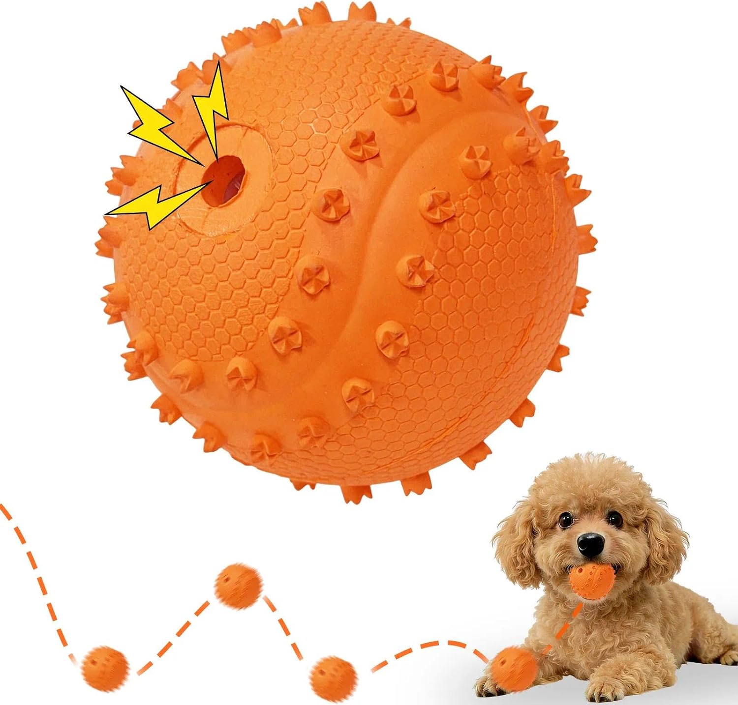 LaRoo Squeaky Dog Ball Toy,Durable Natural Rubber Squeaker Ball Throwing Training,Teeth Cleaning Chew Toy for Pet Medium and Large Dogs (3.5In Green)
