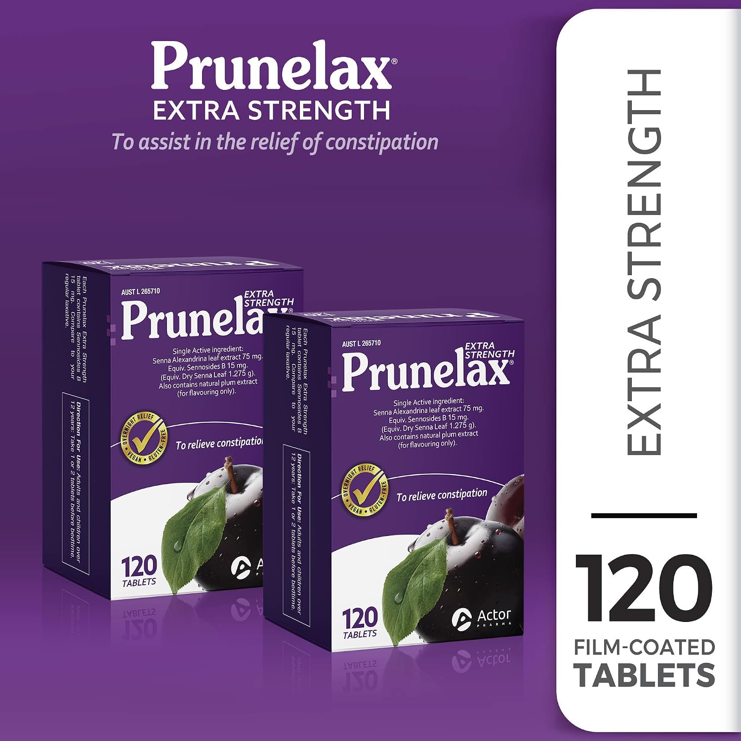 Prunelax Tablets - Extra Strength Natural Laxative Supplement Containing High Strength Senna for Constipation Relief & Restore Normal Bowel Motion
