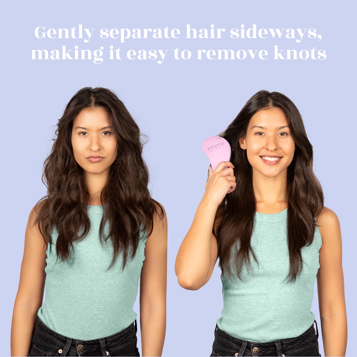 Crave Naturals Glide Thru Hair Brush - Detangler Brush for Curly, Straight, Wet or Dry Hair - Gentle Detangling Brushes for Adults, Kids, Toddlers - Hair Accessories for Women, 7.5x3" - Pink