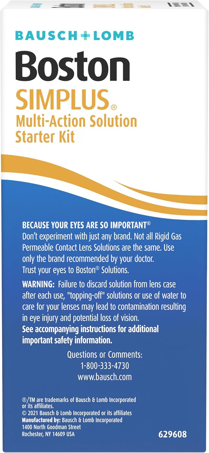 Boston SIMPLUS Multi-Action Solution, Cleans & Conditions Rigid Gas Permeable (RGP) Lens, Daily Protein Remover, 3.5 Fl Oz