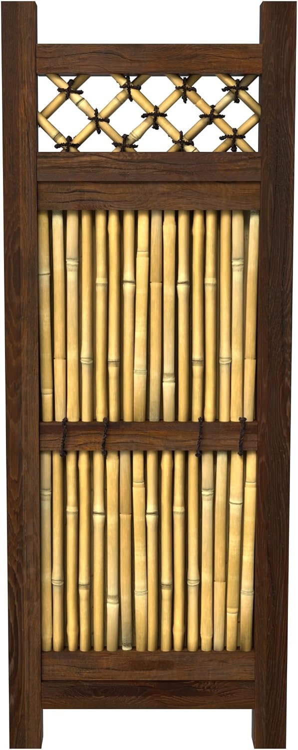 Red Lantern 4 x 1.5 ft. Japanese Bamboo Kumo Fence Panel, 4ft. x 2ft, Brown