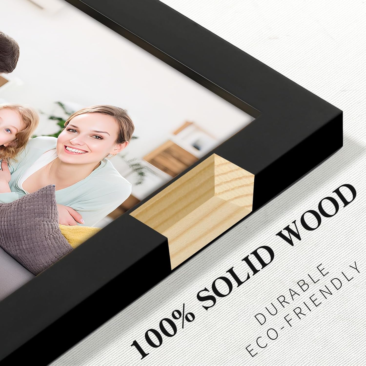 Picture Frames 8x8 2 Pack Made of Solid Wood Black for Wall Mounting and Tabletop Display