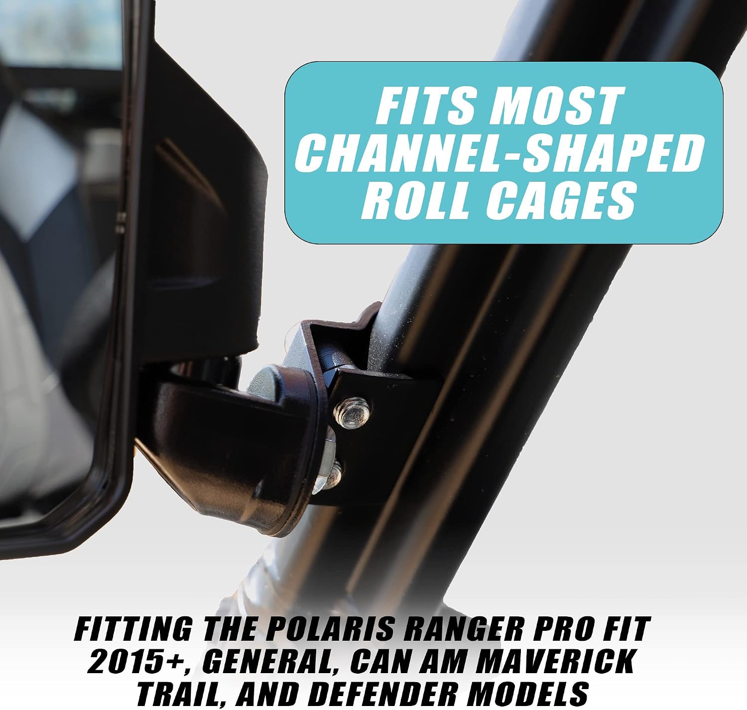 Chupacabra Offroad Rear View Side Mirror for UTV (Pack of 2) Polaris Ranger Pro Fit/General/Defender Break Away w/Adjustable Arm - (Driver and