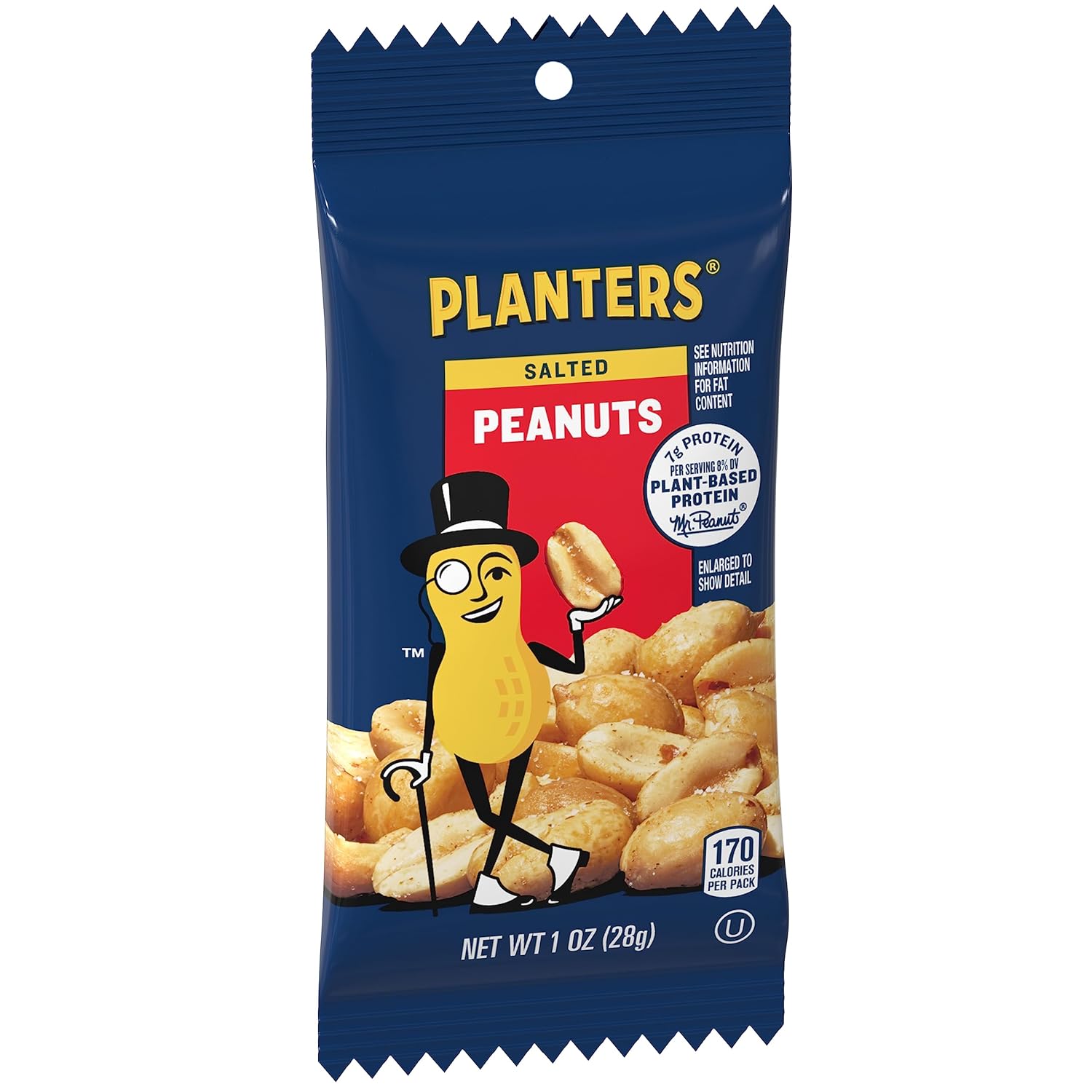 PLANTERS Salted Peanuts, Plant Based Protein Snacks, 1 Oz (48 Ct) | Roasted Salted Nuts Snack Packs. Kosher. Bag. Snacks for Adults. Individual Snacks