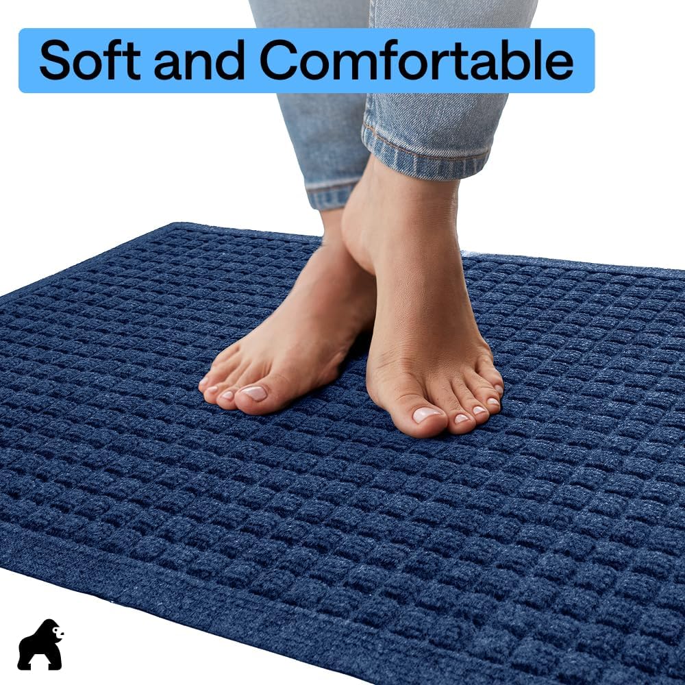 GORILLA GRIP® HydroABSORB Door Mat for Indoor Outdoor Use, 29x17 Black