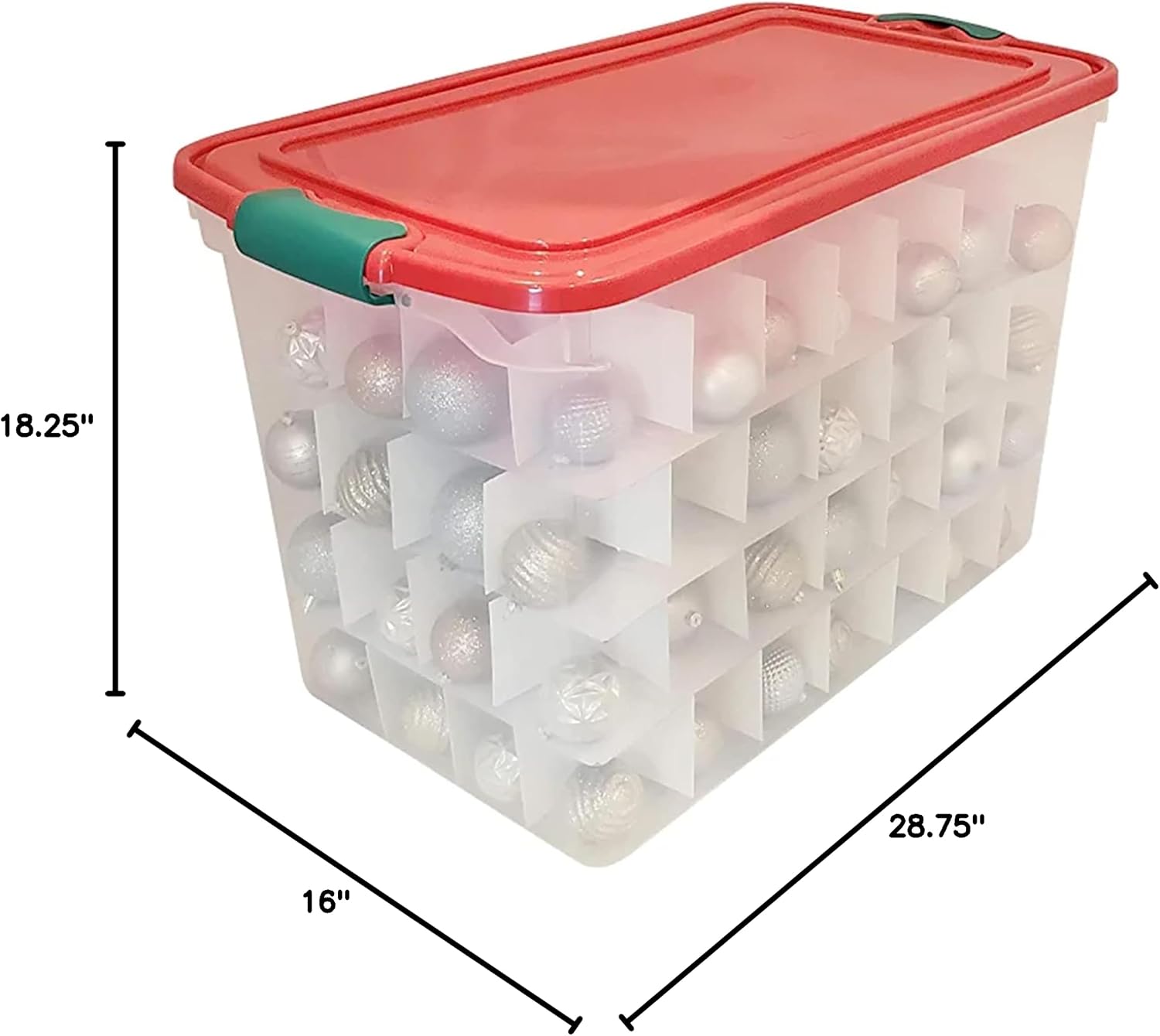 HOMZ Holiday Tote Plastic Storage Bin with Lid, 112 Qt, Clear/Red, 2 Pack