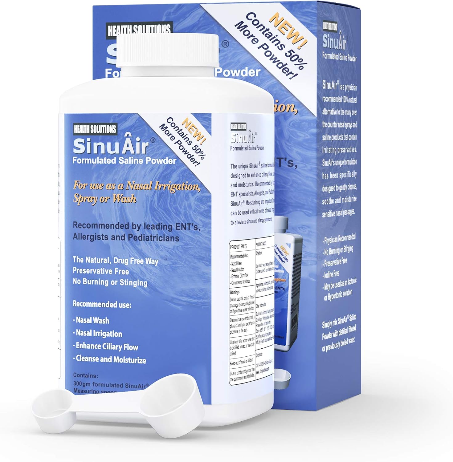 SinuPulse Elite SinuAir Sinus Rinse Salt Solution - Saline Powder for SinuPulse System, Neti Pot Flush, Nasal Wash Squeeze Bottle