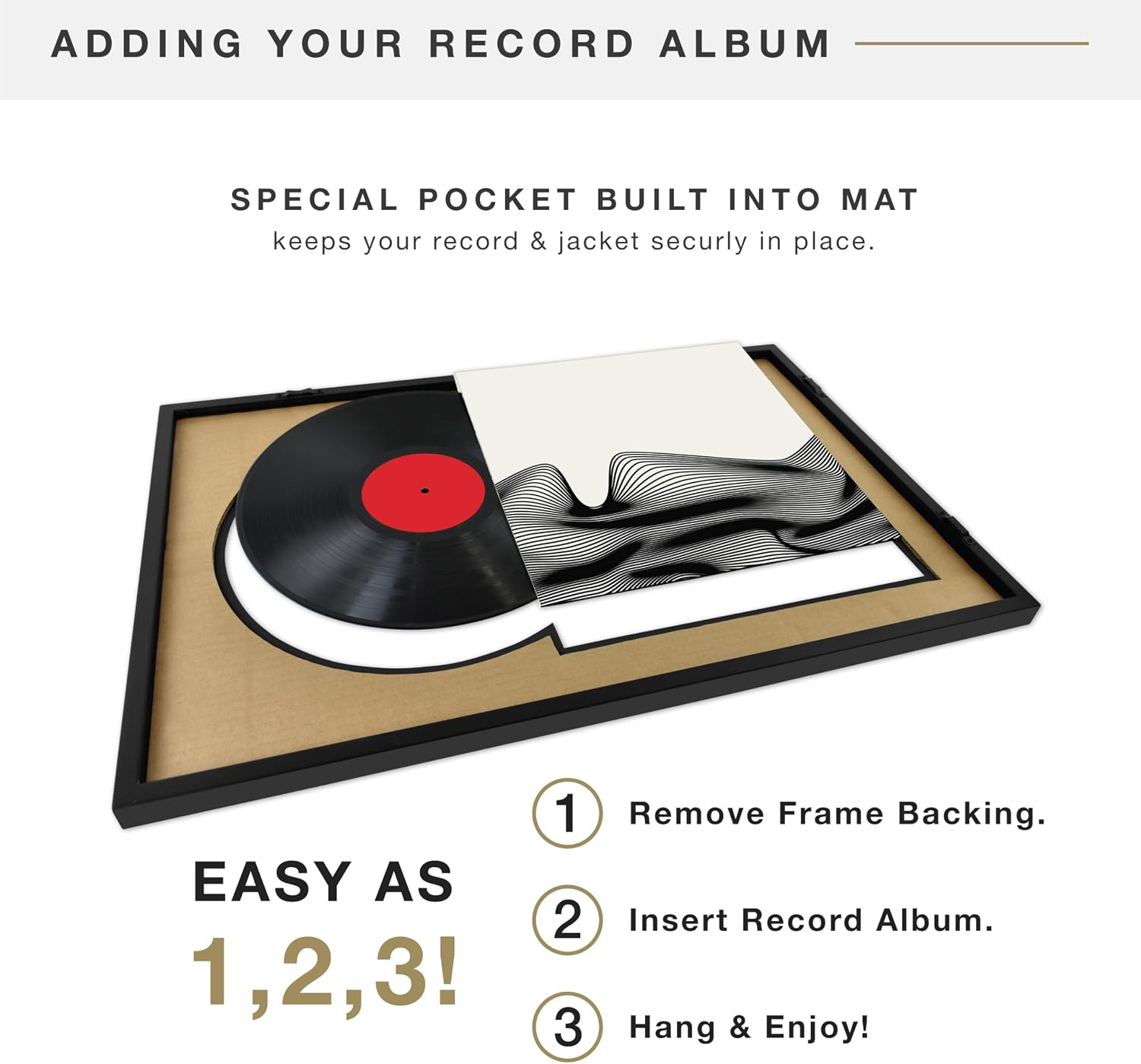 MCS Single Matted Record Album Frame, 15x15, Black