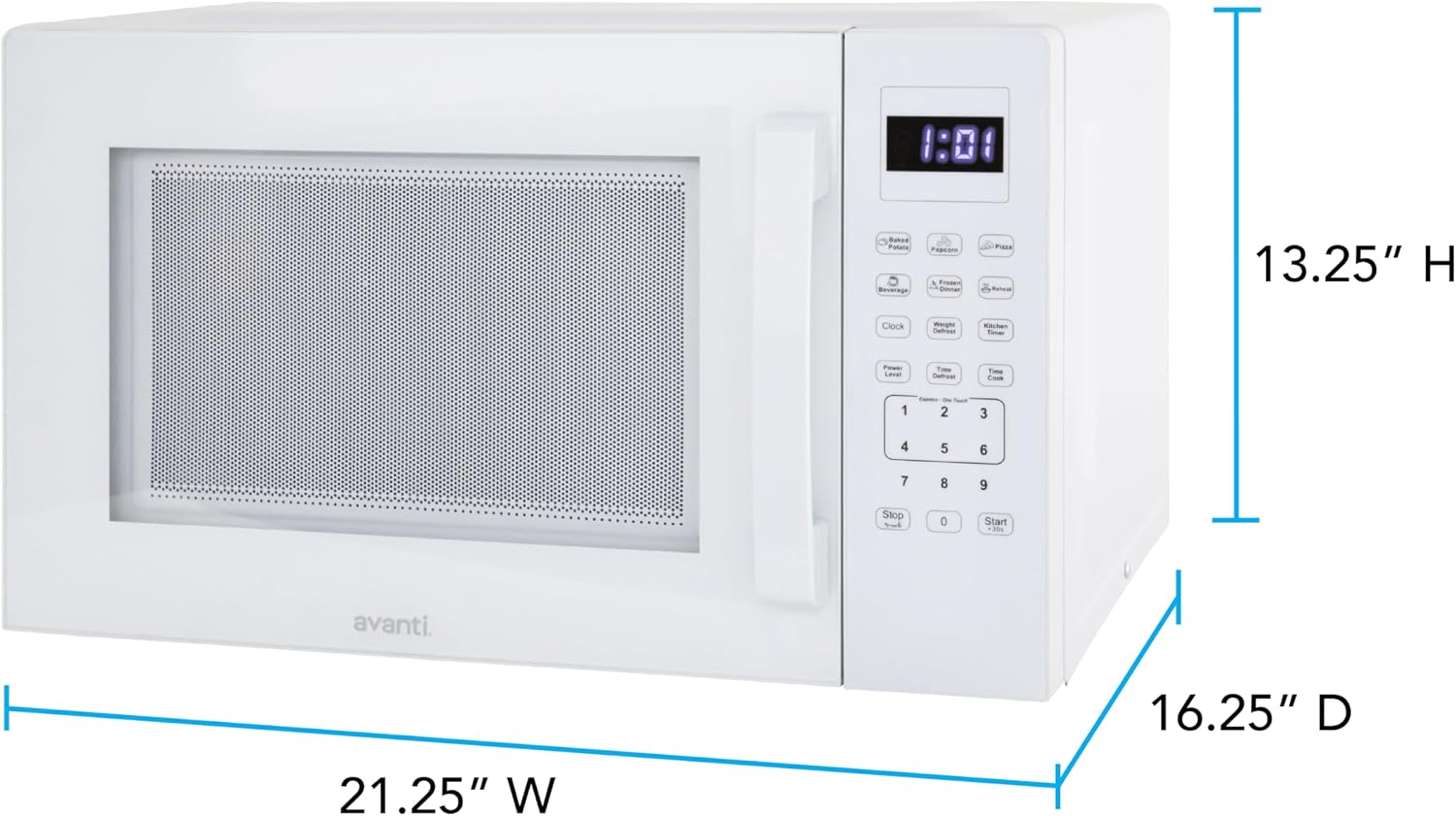Avanti Microwave Oven 1000-Watts Countertop Compact with 9 Pre-Set Cooking Settings, Speed Defrost & By Weight