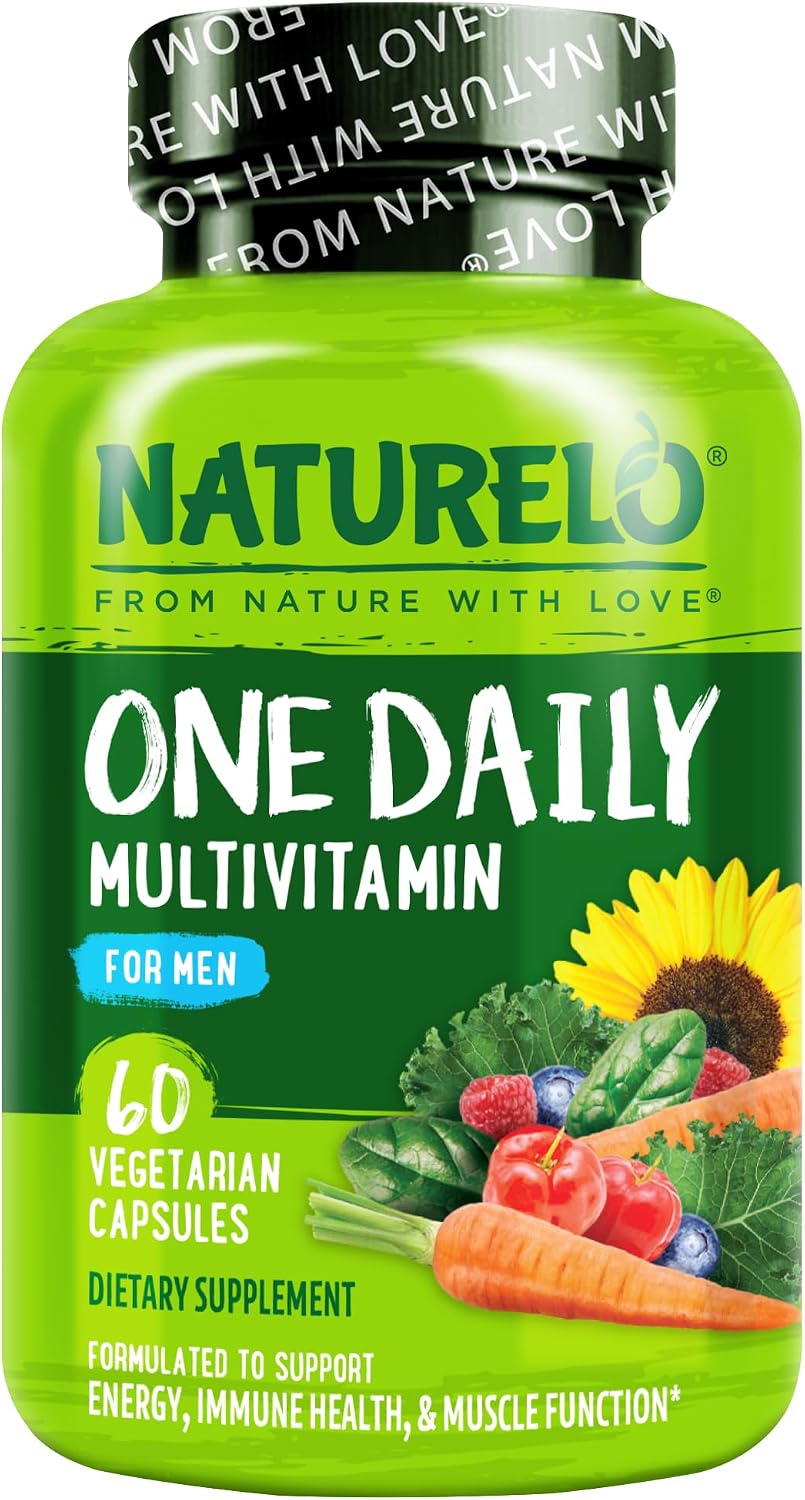 NATURELO Multivitamin for Men - One Daily, 60 Vegetarian Capsules | Vitamins, minerals & organic whole foods, non-GMO