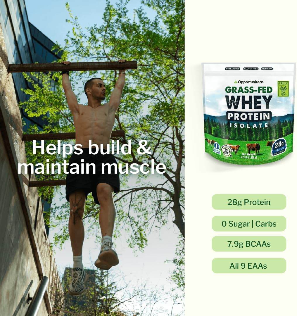 Unflavored Grass Fed Whey Isolate Protein Powder, 1 lb | Isolated, Flavorless Whey made with 100% GrassFed Hormone-Free Milk, It's Unsweetened, Cold-Pressed and Heavy-Metal Tested