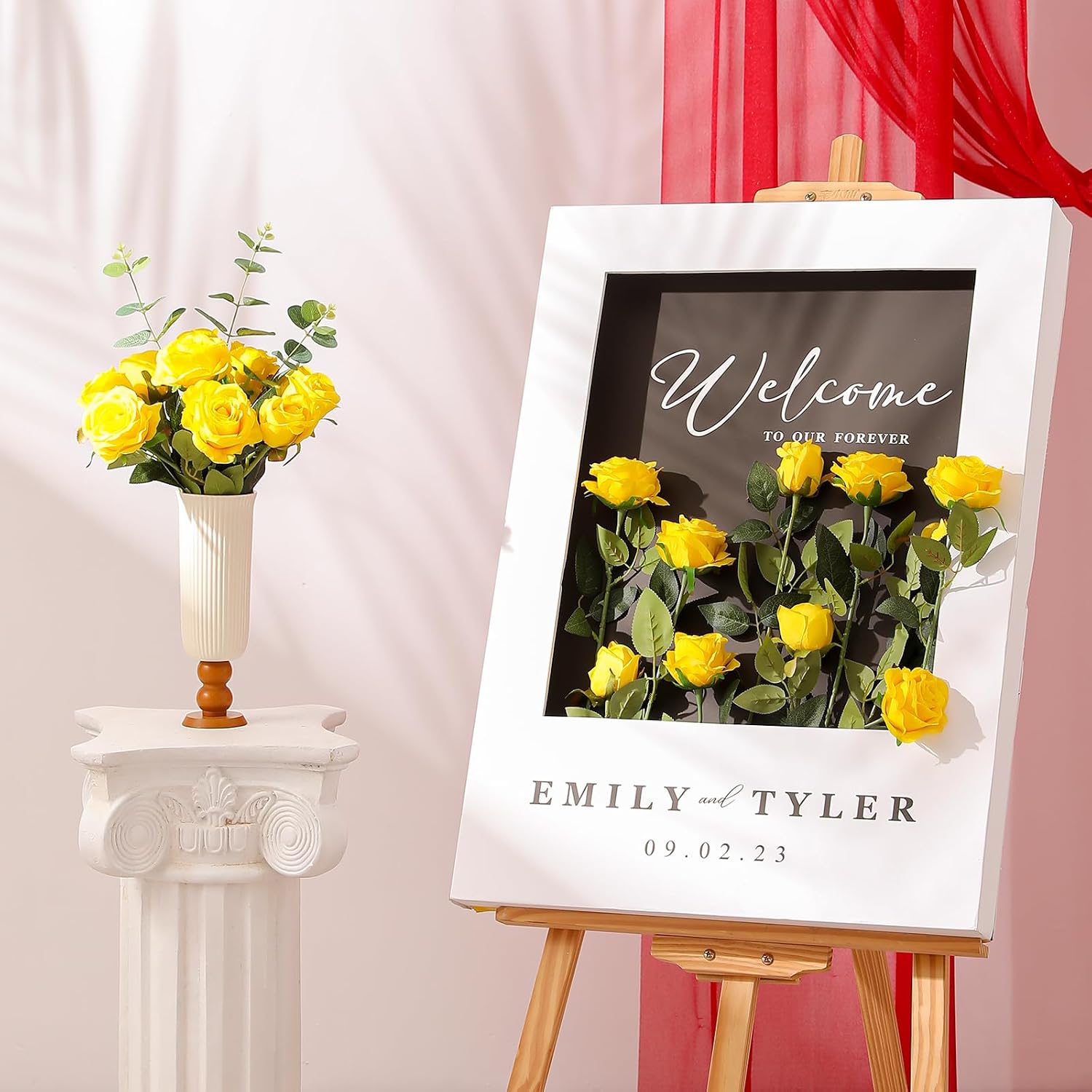 Hawesome 12PCS Artificial Silk Flowers Realistic Roses Bouquet Long Stem for Home Wedding Decoration Party (Yellow, 6 Flowers 6 Buds)